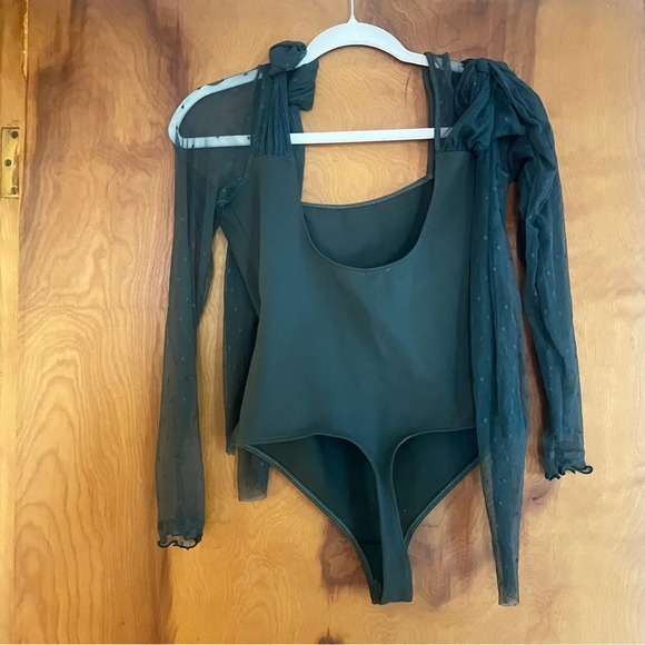 Free People Intimately Tongue Tied Bodysuit Dark Green | Size XS - Picture 4 of 10